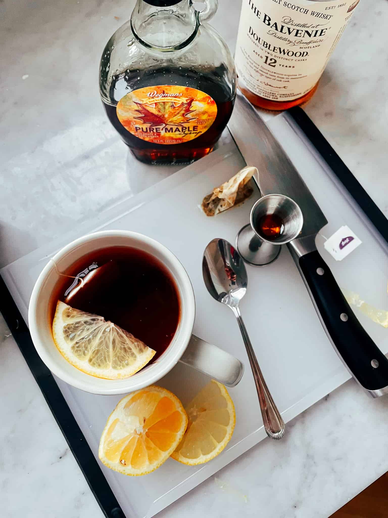 hot maple toddy and ingredients