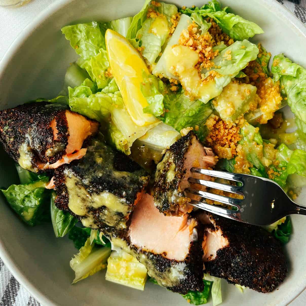 blackened salmon Caesar salad featured image